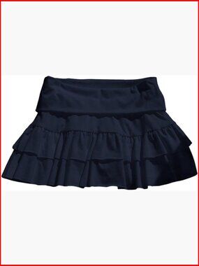 Polyester Mini Skirt with Shorts Low Rise Ruffle Hem Y2K Style